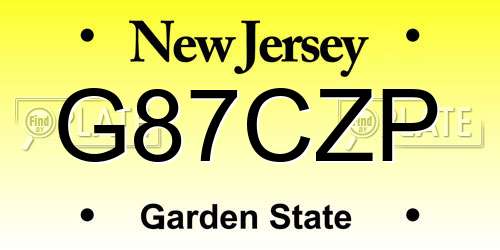 G87CZP New Jersey License Plate