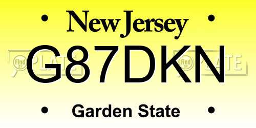 G87DKN New Jersey License Plate