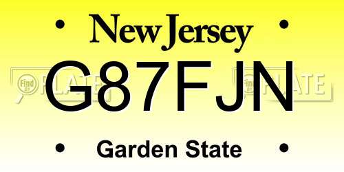 G87FJN New Jersey License Plate