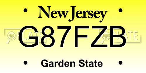 G87FZB New Jersey License Plate