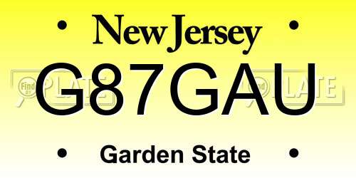 G87GAU New Jersey License Plate