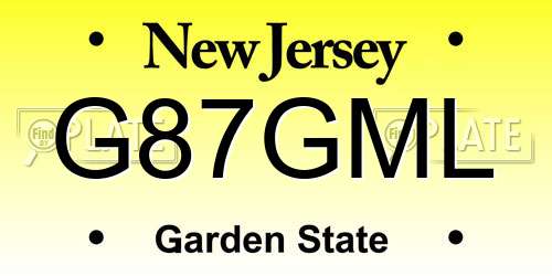 G87GML New Jersey License Plate