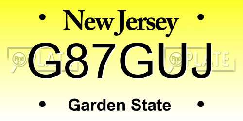 G87GUJ New Jersey License Plate