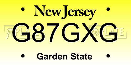 G87GXG New Jersey License Plate