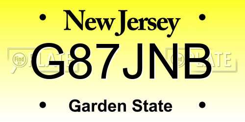 G87JNB New Jersey License Plate