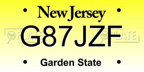 G87JZF New Jersey License Plate