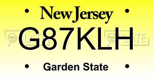 G87KLH New Jersey License Plate