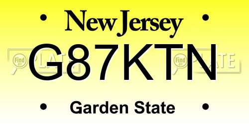 G87KTN New Jersey License Plate
