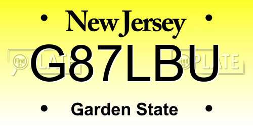 G87LBU New Jersey License Plate