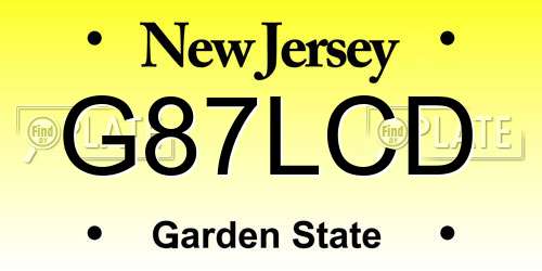 G87LCD New Jersey License Plate