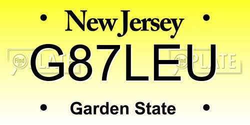 G87LEU New Jersey License Plate