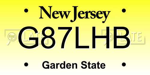 G87LHB New Jersey License Plate