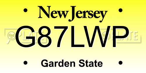 G87LWP New Jersey License Plate