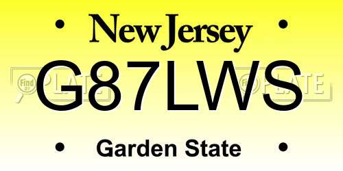 G87LWS New Jersey License Plate