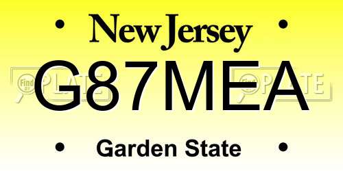G87MEA New Jersey License Plate