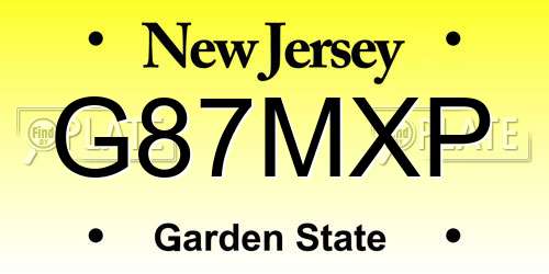 G87MXP New Jersey License Plate
