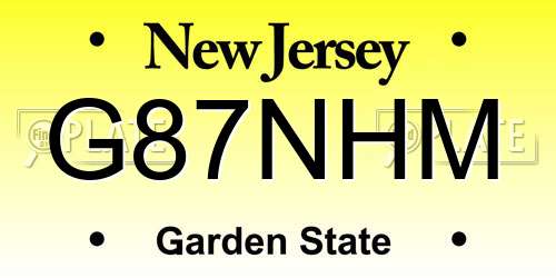 G87NHM New Jersey License Plate