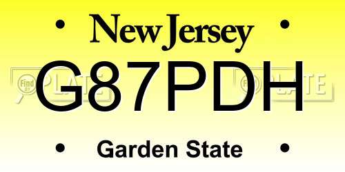 G87PDH New Jersey License Plate