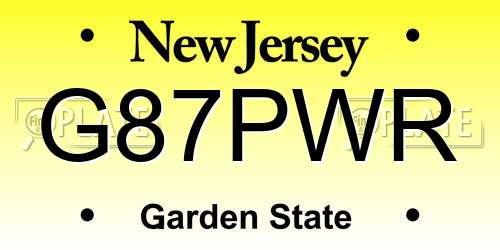 G87PWR New Jersey License Plate