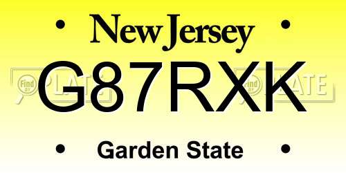 G87RXK New Jersey License Plate