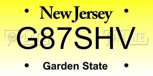 G87SHV New Jersey License Plate