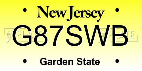 G87SWB New Jersey License Plate