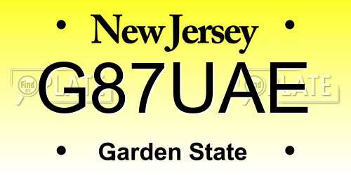 G87UAE New Jersey License Plate