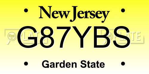G87YBS New Jersey License Plate