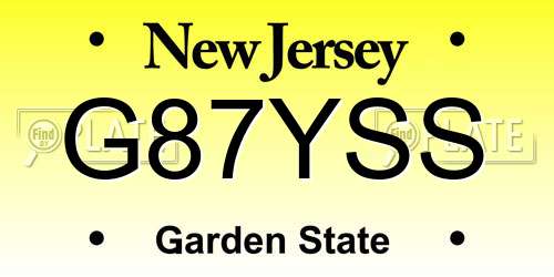 G87YSS New Jersey License Plate