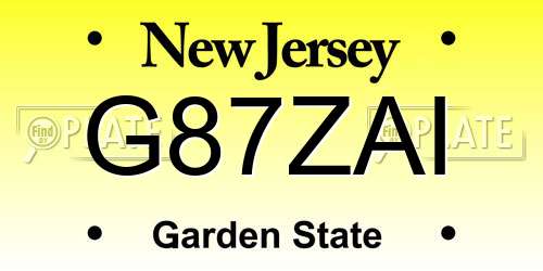 G87ZAI New Jersey License Plate