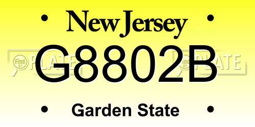 G8802B New Jersey License Plate