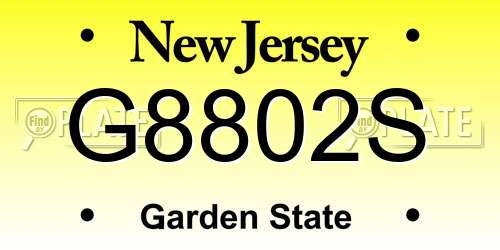 G8802S New Jersey License Plate