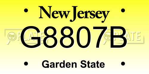 G8807B New Jersey License Plate