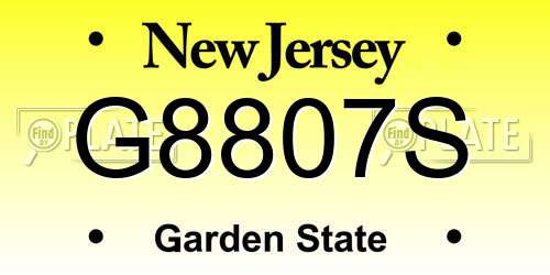 G8807S New Jersey License Plate