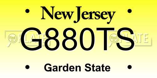 G880TS New Jersey License Plate