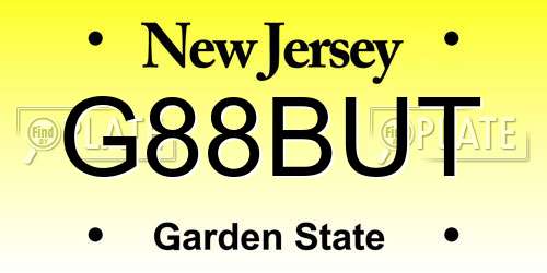 G88BUT New Jersey License Plate