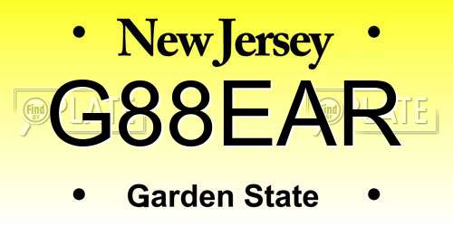 G88EAR New Jersey License Plate