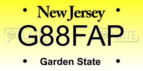 G88FAP New Jersey License Plate