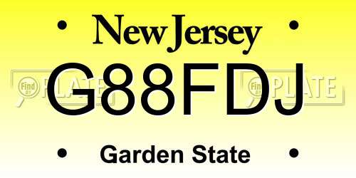 G88FDJ New Jersey License Plate
