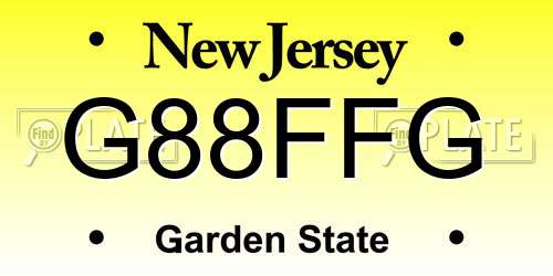G88FFG New Jersey License Plate