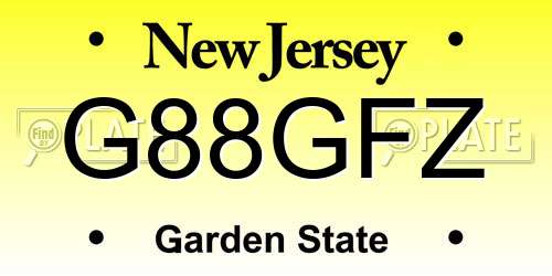 G88GFZ New Jersey License Plate