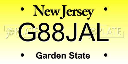 G88JAL New Jersey License Plate