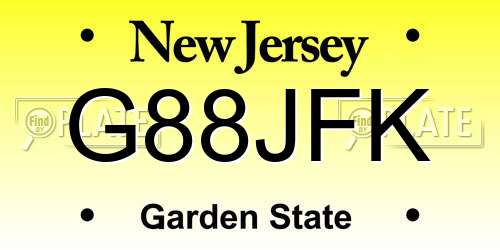 G88JFK New Jersey License Plate