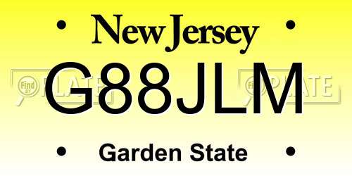 G88JLM New Jersey License Plate