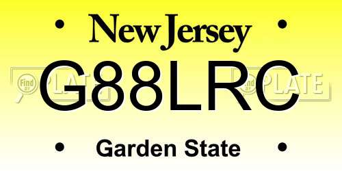 G88LRC New Jersey License Plate