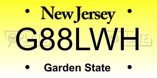 G88LWH New Jersey License Plate