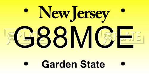 G88MCE New Jersey License Plate