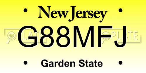 G88MFJ New Jersey License Plate