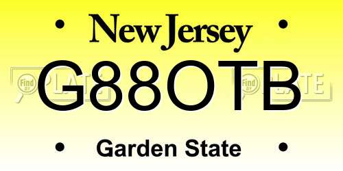 G88OTB New Jersey License Plate