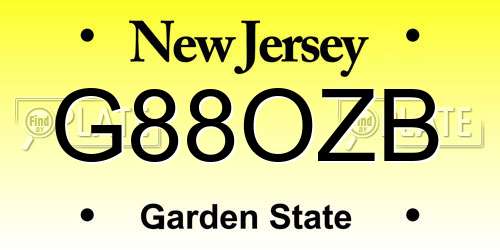 G88OZB New Jersey License Plate